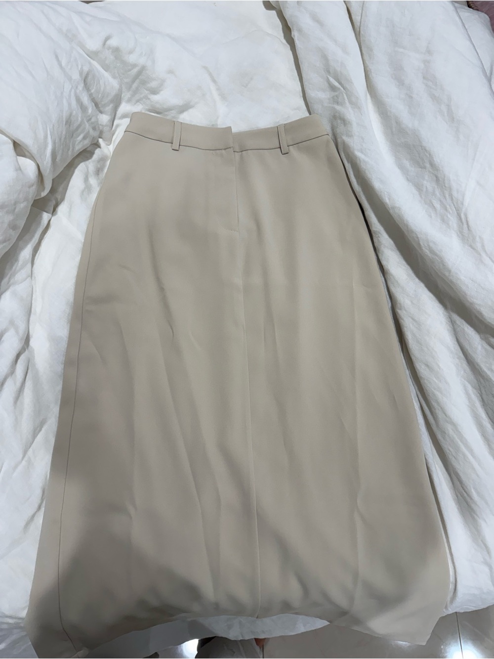 Showpo Alanna Neutral Beige Midi Skirt size US 6 NWT